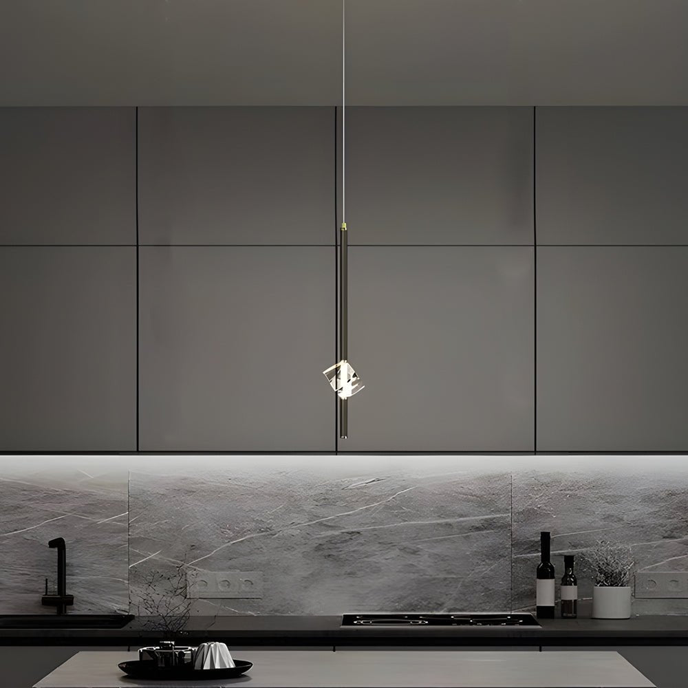 contemporary 1 light copper pendant with single crystal and 3 step dimming led