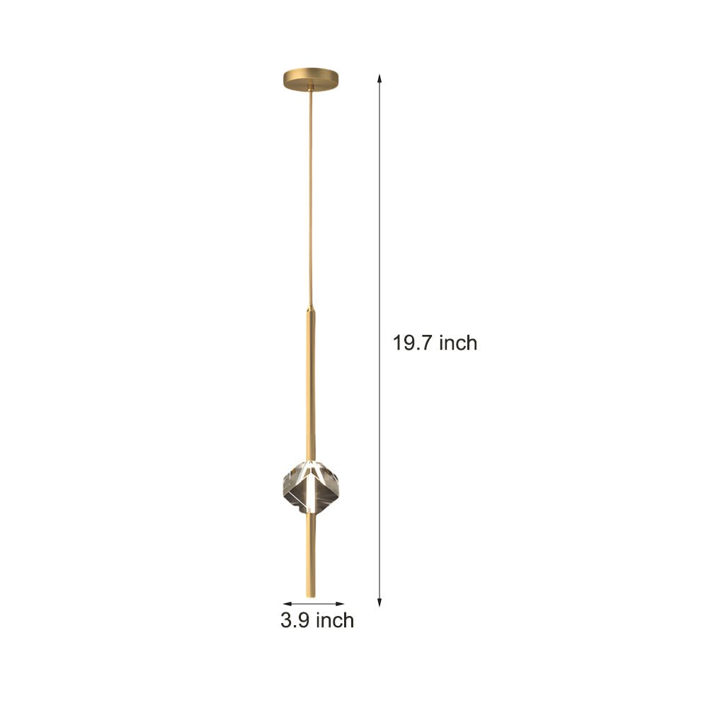contemporary 1 light copper pendant with single crystal and 3 step dimming led