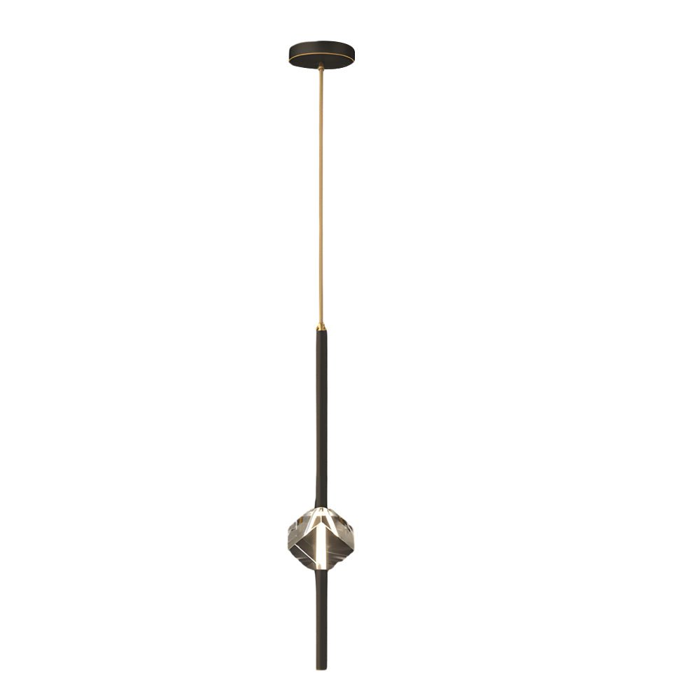 contemporary 1 light copper pendant with single crystal and 3 step dimming led