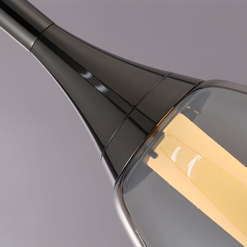 contemporary 1 light led pendant light with teardrop glass in amber and smoke gray