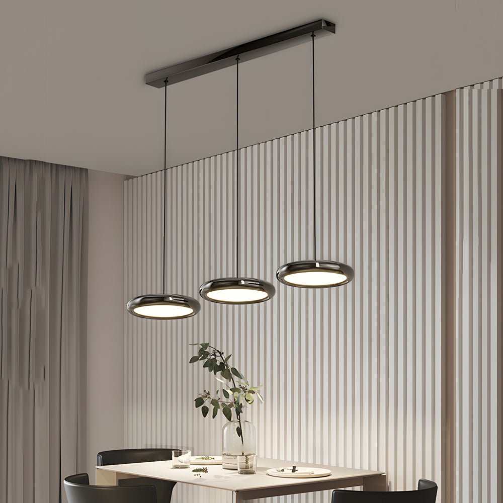contemporary 13 light round metallic led pendant light in black and chrome