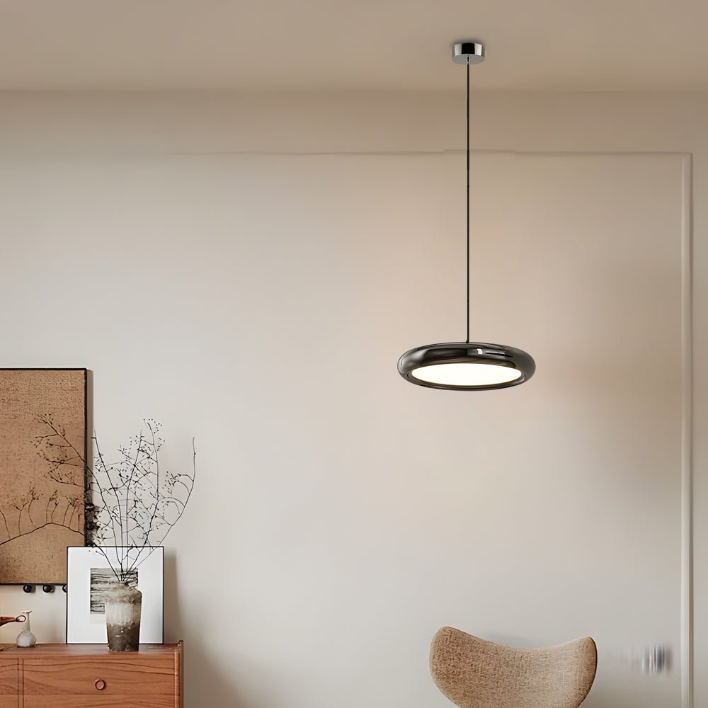 contemporary 13 light round metallic led pendant light in black and chrome