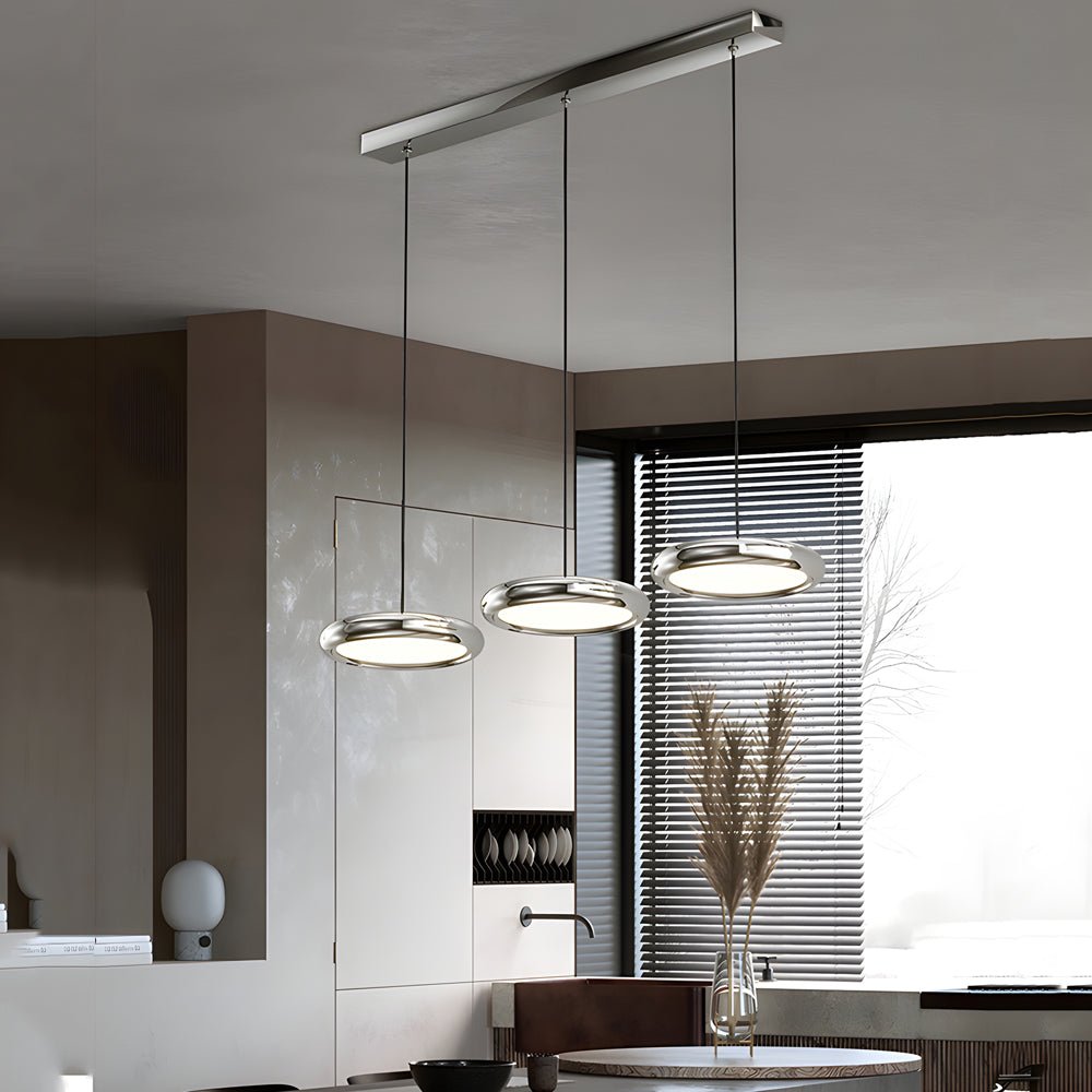 contemporary 13 light round metallic led pendant light in black and chrome