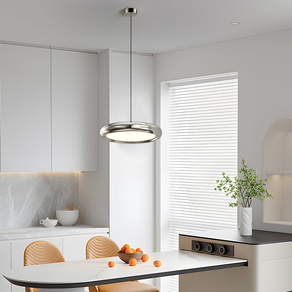 contemporary 13 light round metallic led pendant light in black and chrome