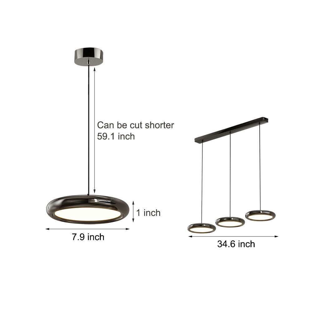contemporary 13 light round metallic led pendant light in black and chrome