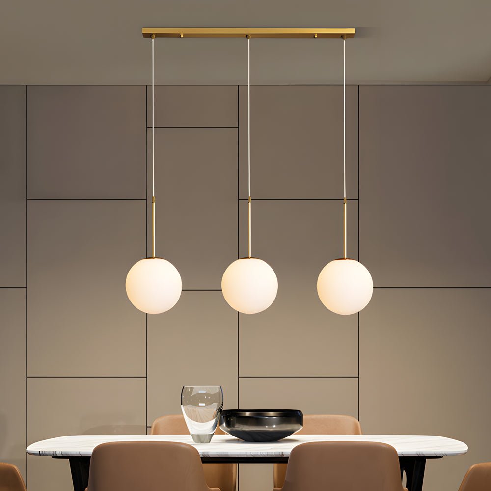 contemporary 13 light white glass globe pendant light for island in gold finish