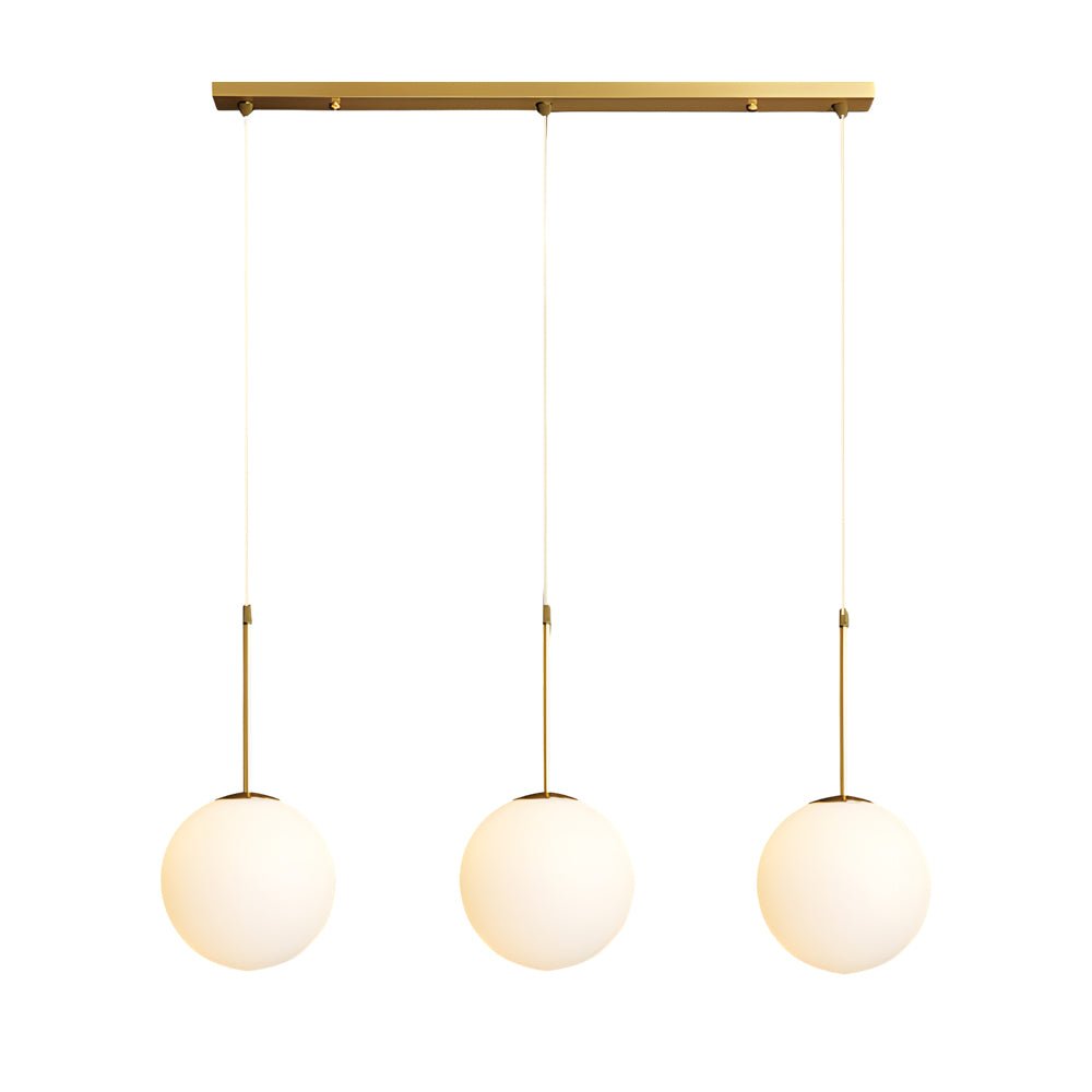 contemporary 13 light white glass globe pendant light for island in gold finish