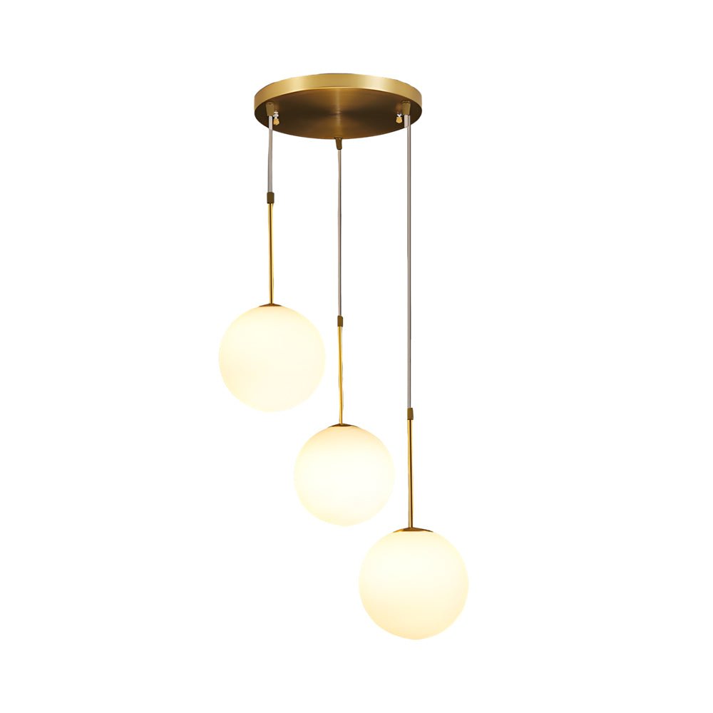 contemporary 13 light white glass globe pendant light for island in gold finish