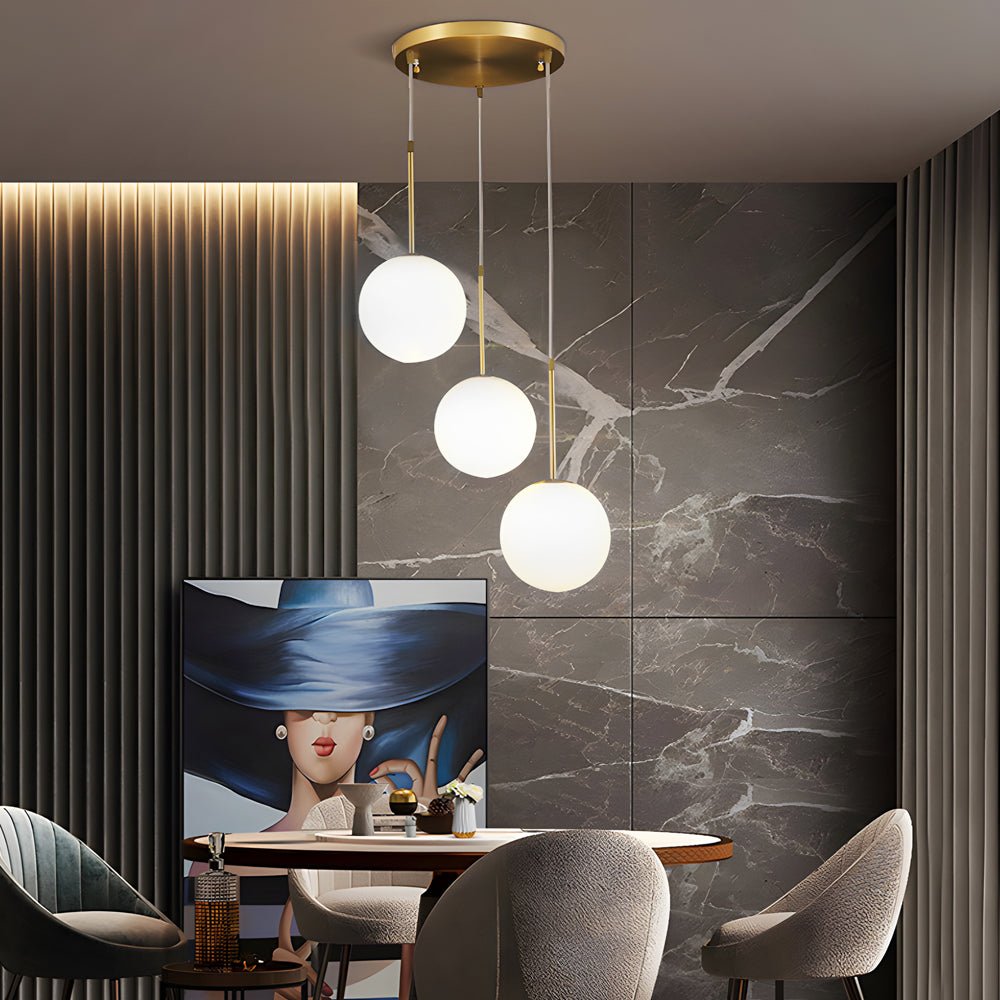 contemporary 13 light white glass globe pendant light for island in gold finish