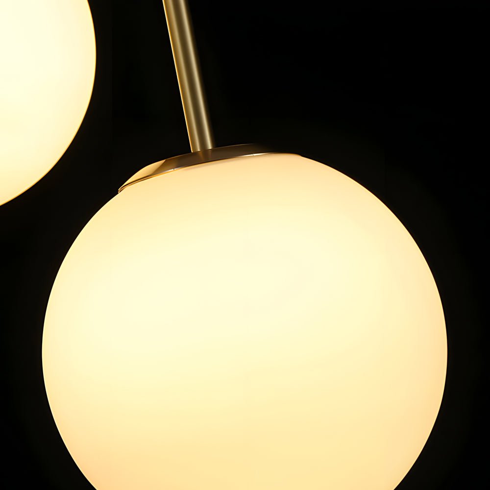 contemporary 13 light white glass globe pendant light for island in gold finish