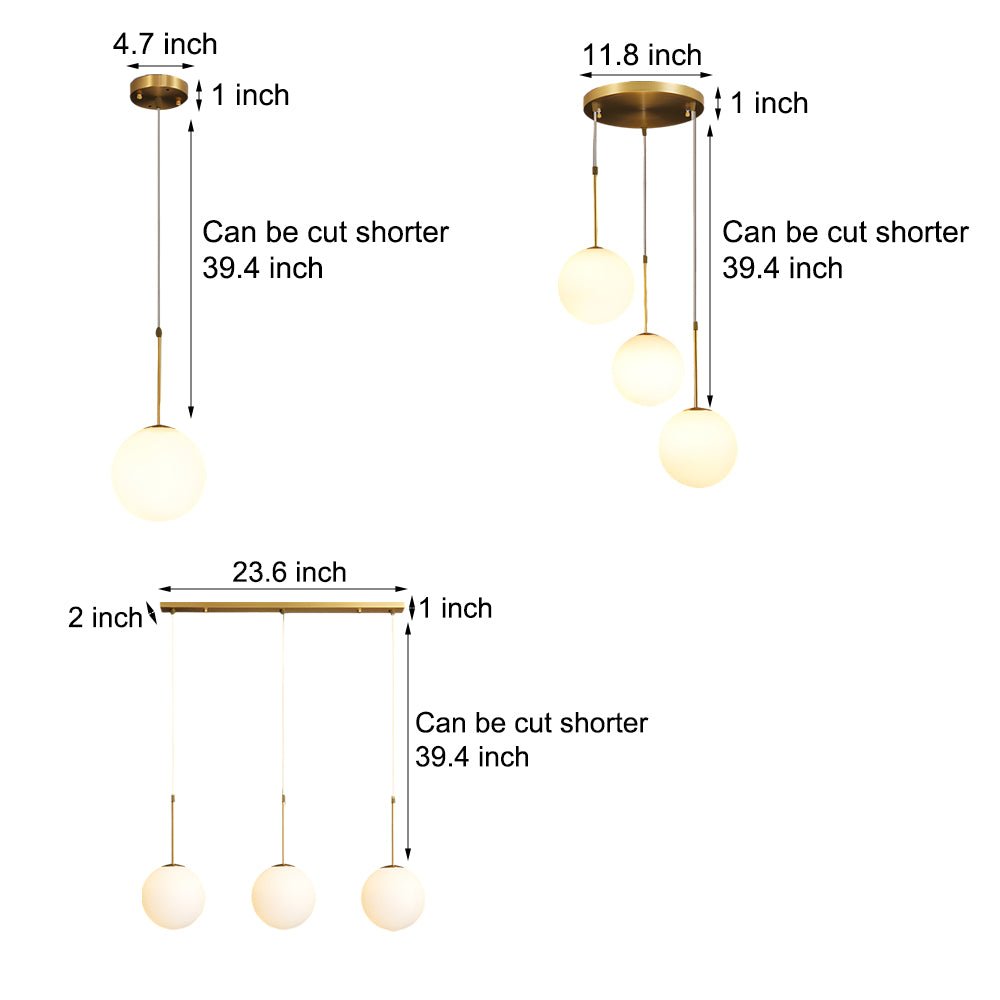 contemporary 13 light white glass globe pendant light for island in gold finish