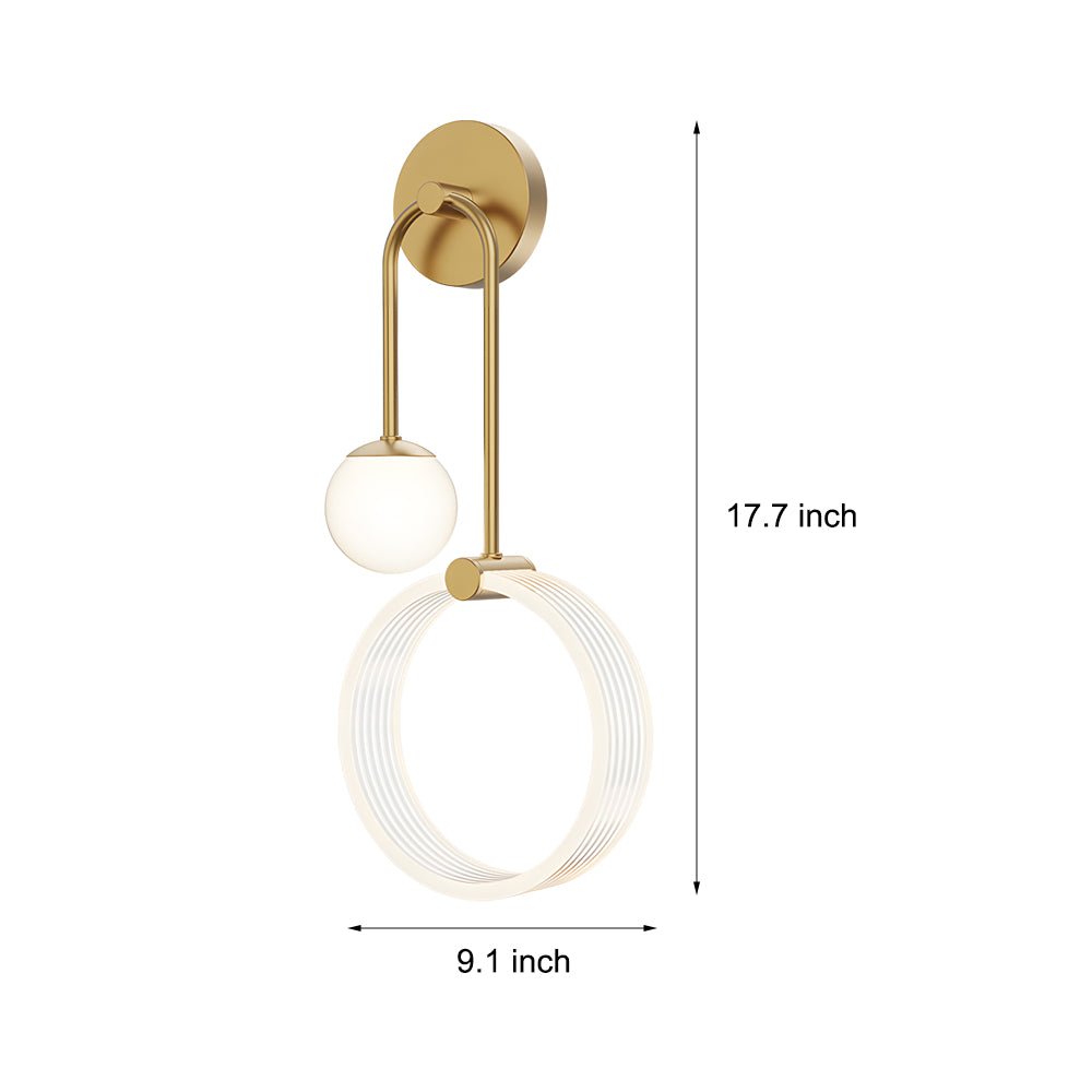 contemporary 2 light led wall sconces featuring acrylic rings and frosted globes