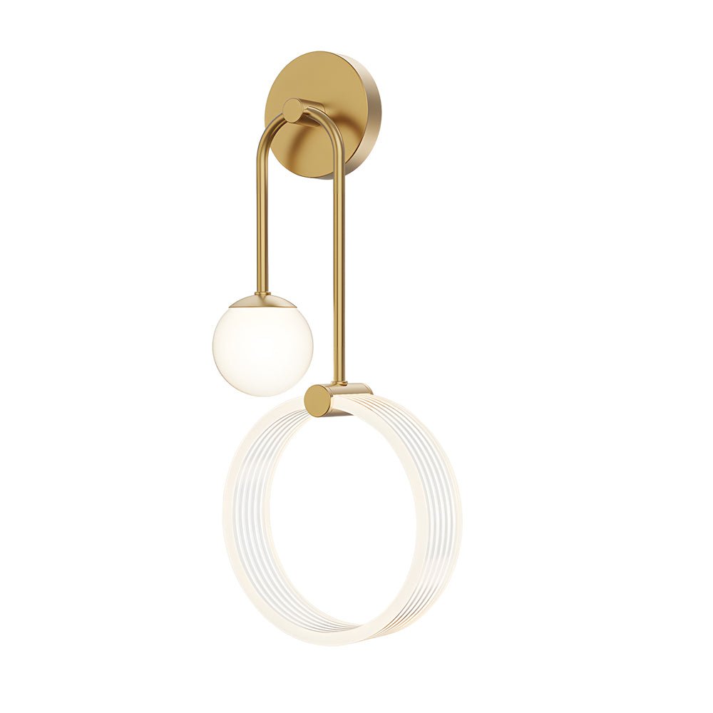 contemporary 2 light led wall sconces featuring acrylic rings and frosted globes