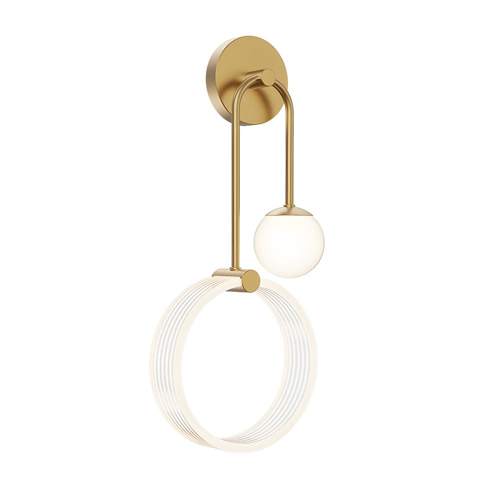 contemporary 2 light led wall sconces featuring acrylic rings and frosted globes