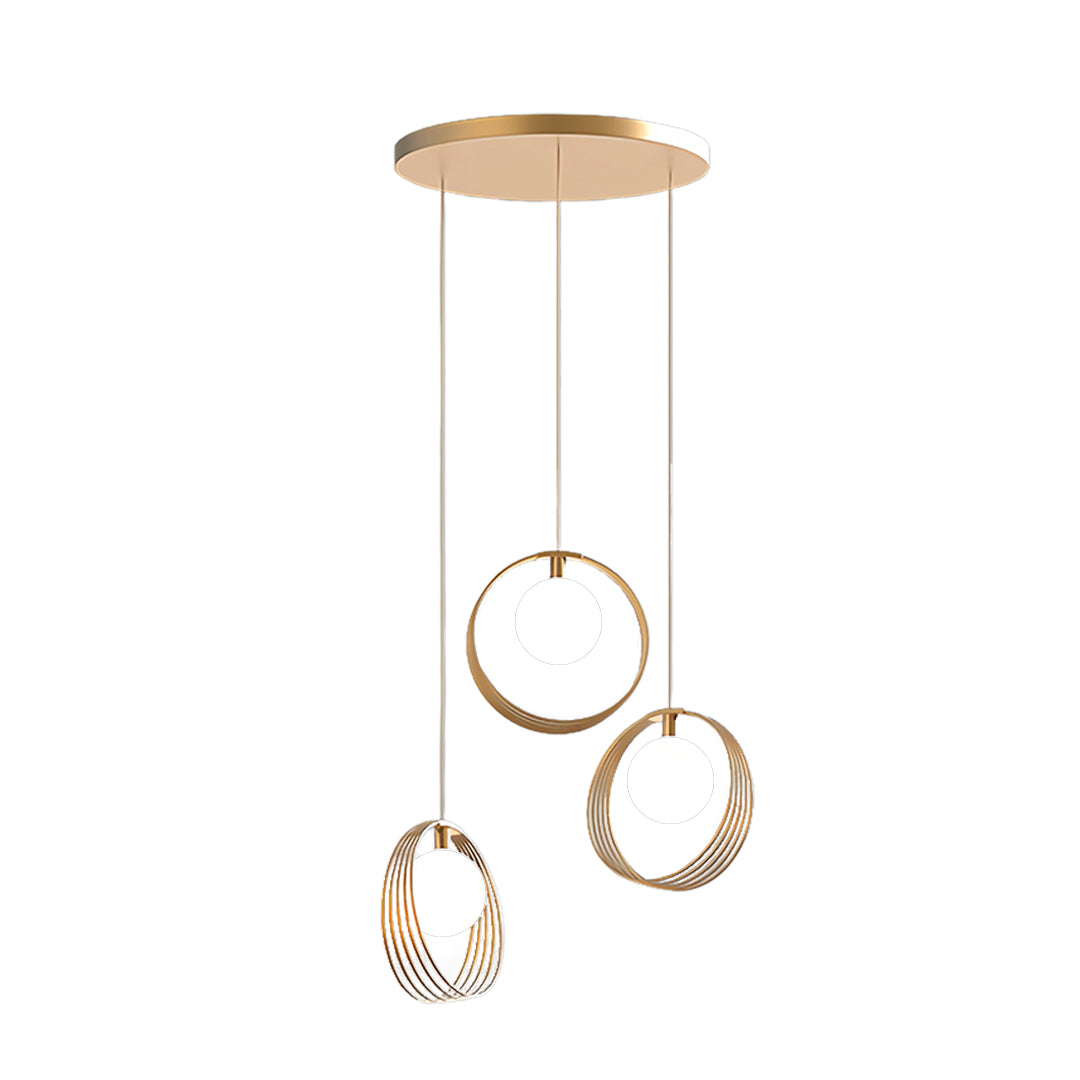 Minimalist 3-Light Pendant — Iron Ring or Petal Design, Acrylic, Three-Color Dimming, Adjustable Height