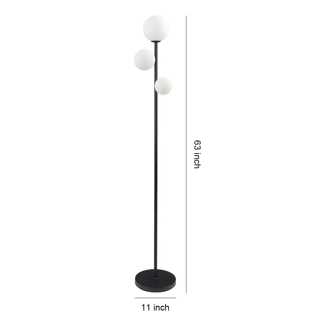 Modern Globe Floor Lamp with 3 Lights in Gold, Black, and White - Standing Design Luxe