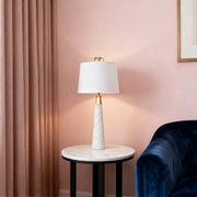 Elegant Nordic Tapered Stone Lamp in White Marble - A Luxurious Table Lamp Luxe