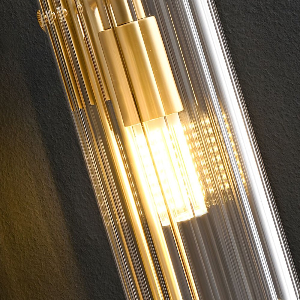 contemporary 4 light oval brass wall lamp with clear glass shade