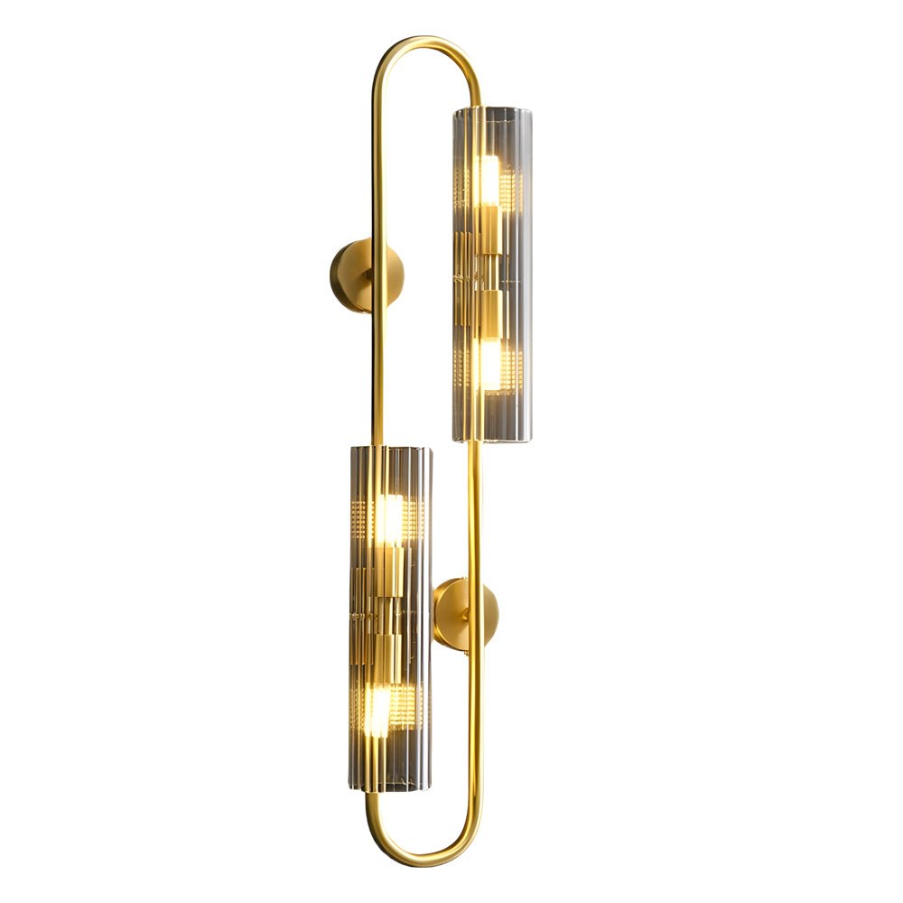 contemporary 4 light oval brass wall lamp with clear glass shade