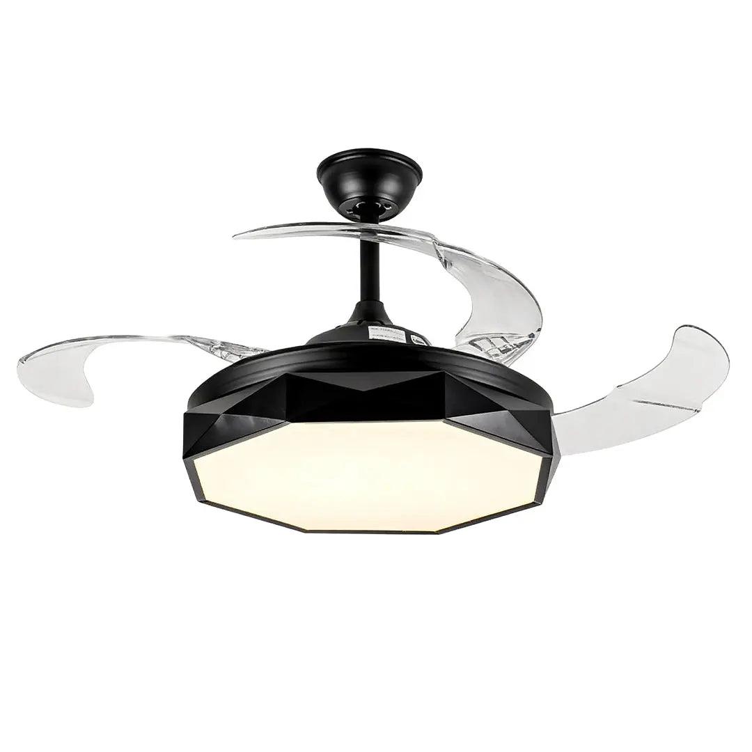 42-Inch Ceiling Fan with Light Featuring White ABS Blades and Acrylic Shade Luxe