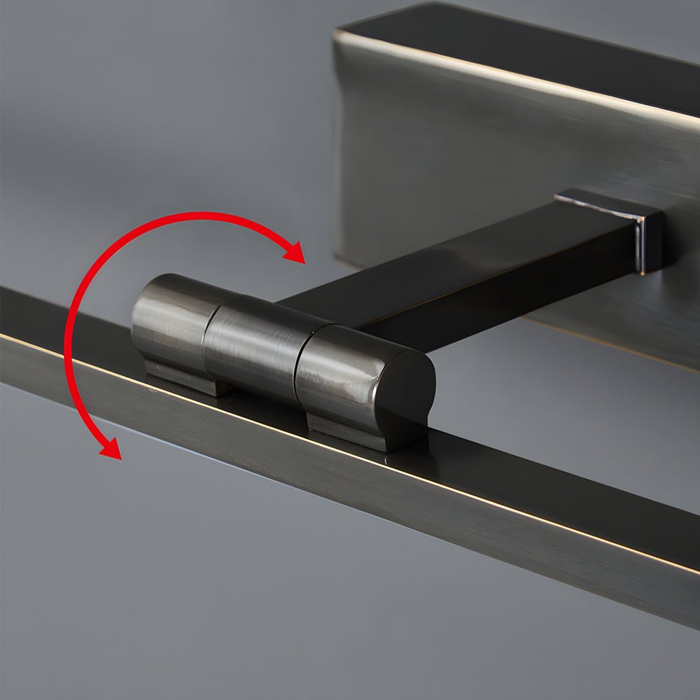 contemporary adjustable led bathroom vanity light in copper with rotatable rod and linear acrylic shade