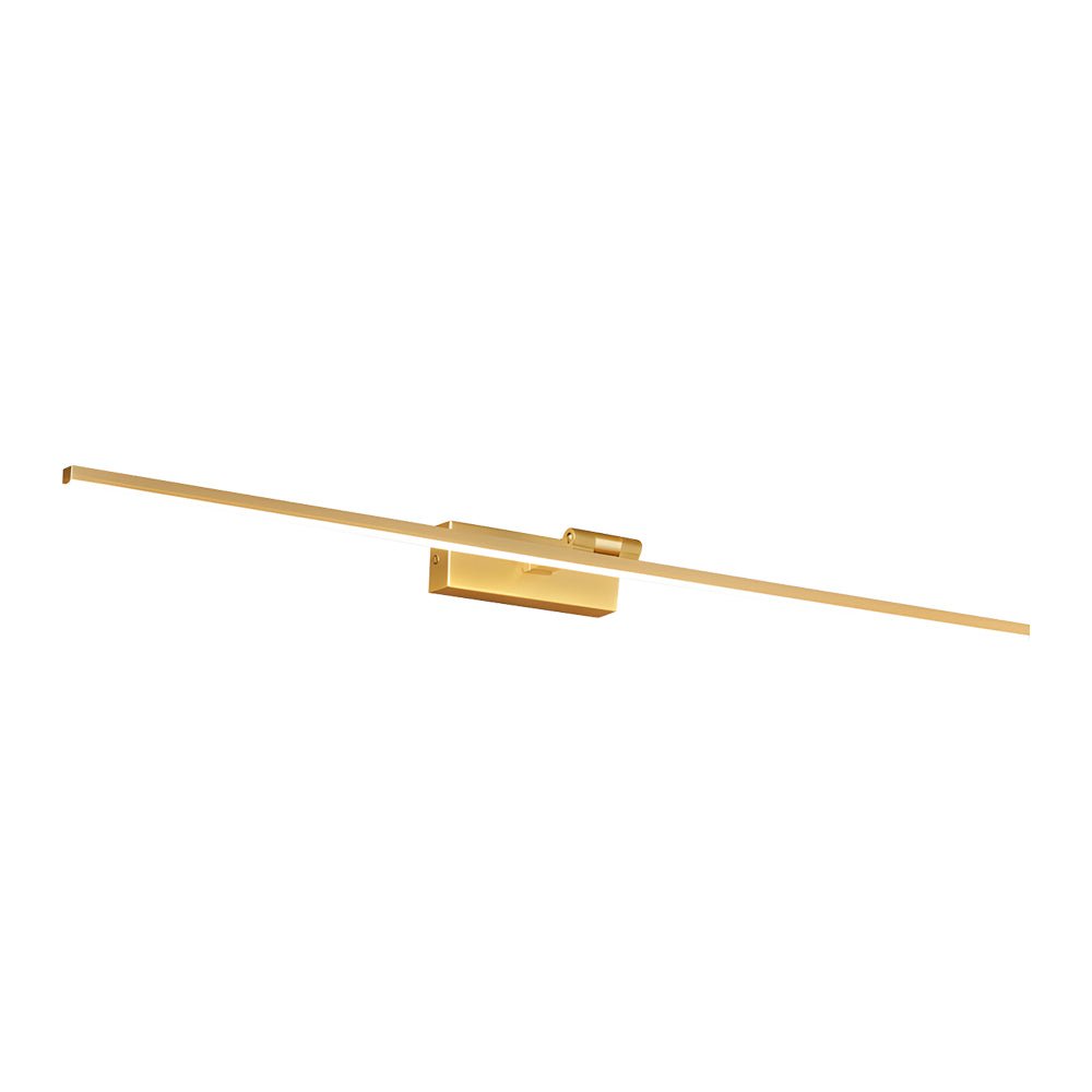 contemporary adjustable led bathroom vanity light in copper with rotatable rod and linear acrylic shade