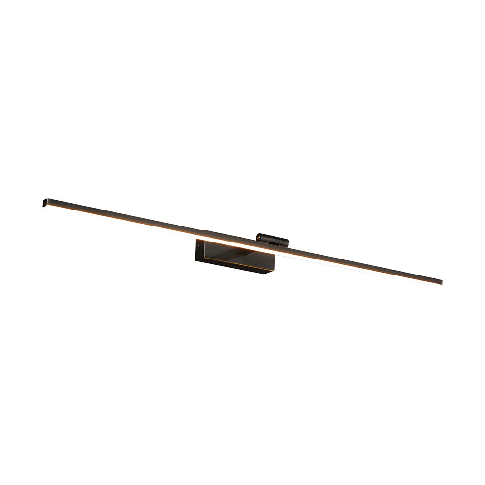 contemporary adjustable led bathroom vanity light in copper with rotatable rod and linear acrylic shade