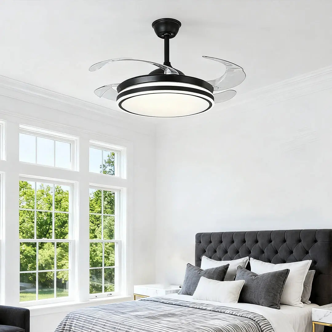 Stylish Black Ceiling Fan with Lights and Remote Control - All-Copper Design Luxe
