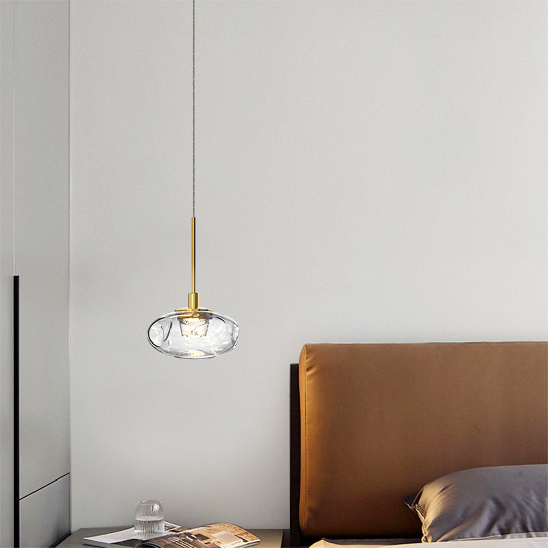 Minimalist Italian Ring Pendant Light — Nano Glass & Stainless Steel, LED, 3-Step Dimming, Ra≥97, Chrome or Gold