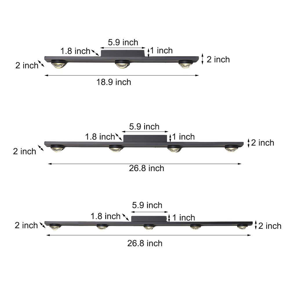 contemporary black aluminum long bar led ceiling light for wall washing available in 3 4 or 5 lights
