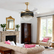 Luxury Black Ceiling Fan with Light and Transparent PC Blades, Iron Construction Luxe