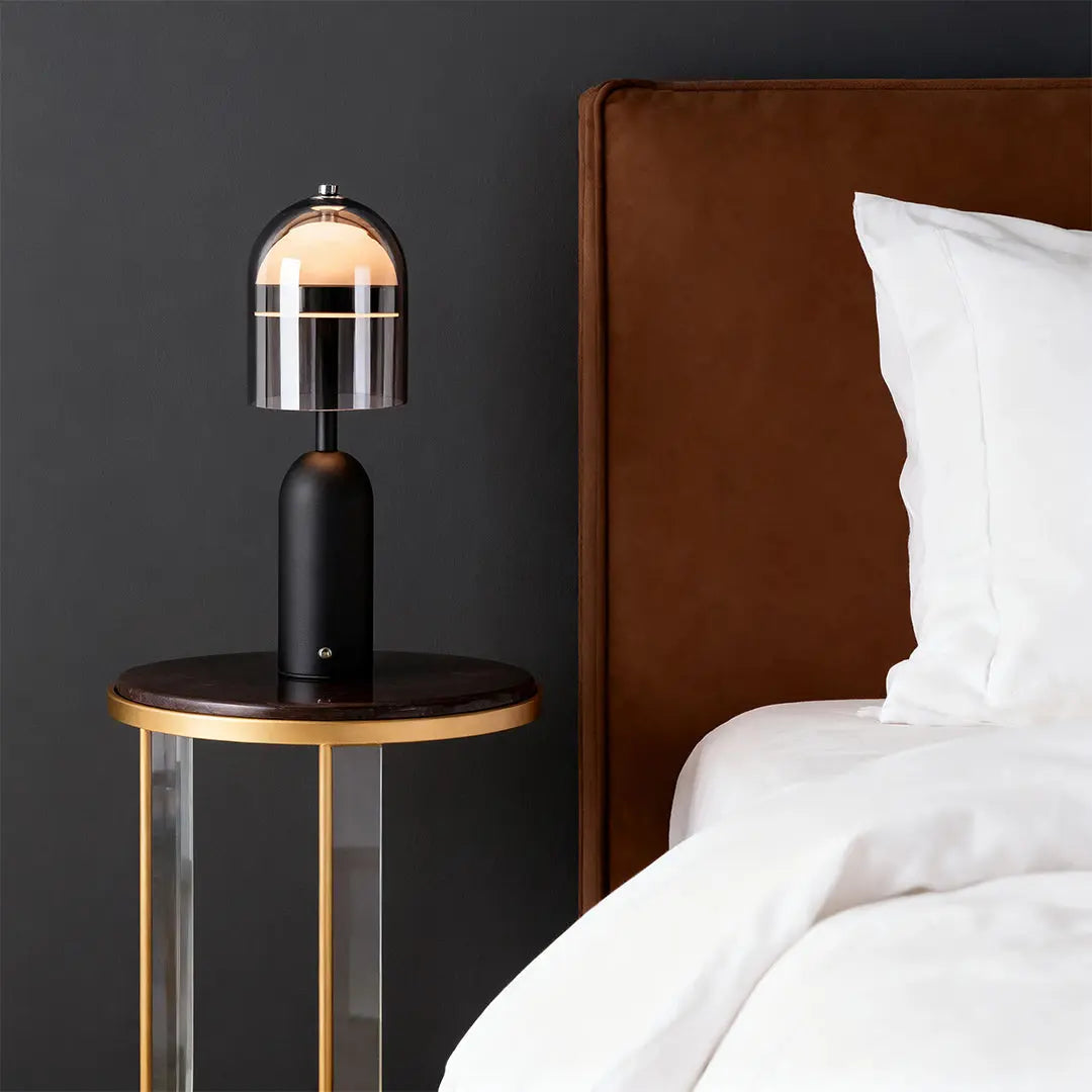 Minimalist Italian Glass Shade Table Lamp - Decorative Ambient Lighting Luxe
