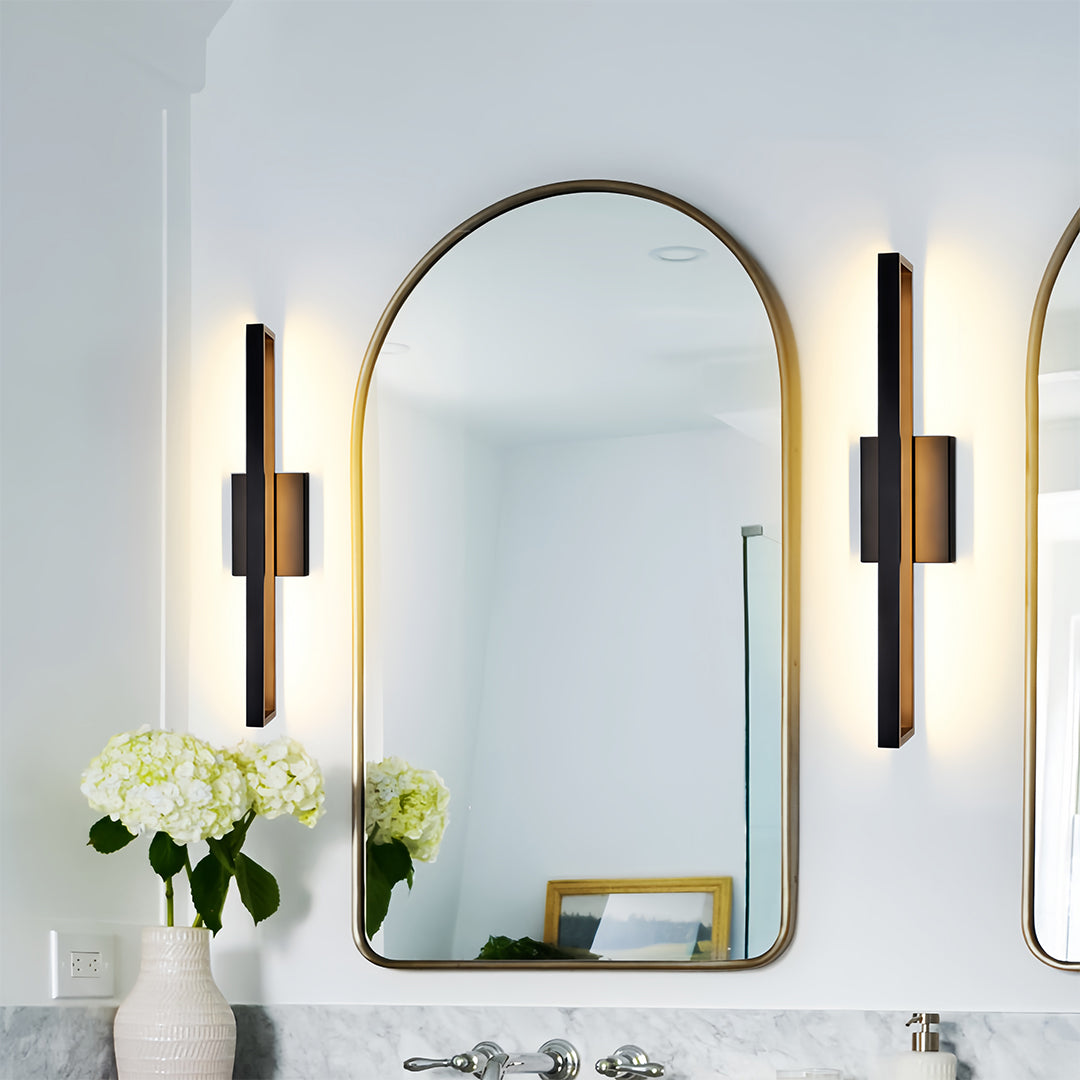 Modern Vanity Light Bar — Black Aluminum and Iron, 12W LED, 3000K, Hardwired