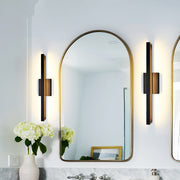 Modern Vanity Light Bar — Black Aluminum and Iron, 12W LED, 3000K, Hardwired
