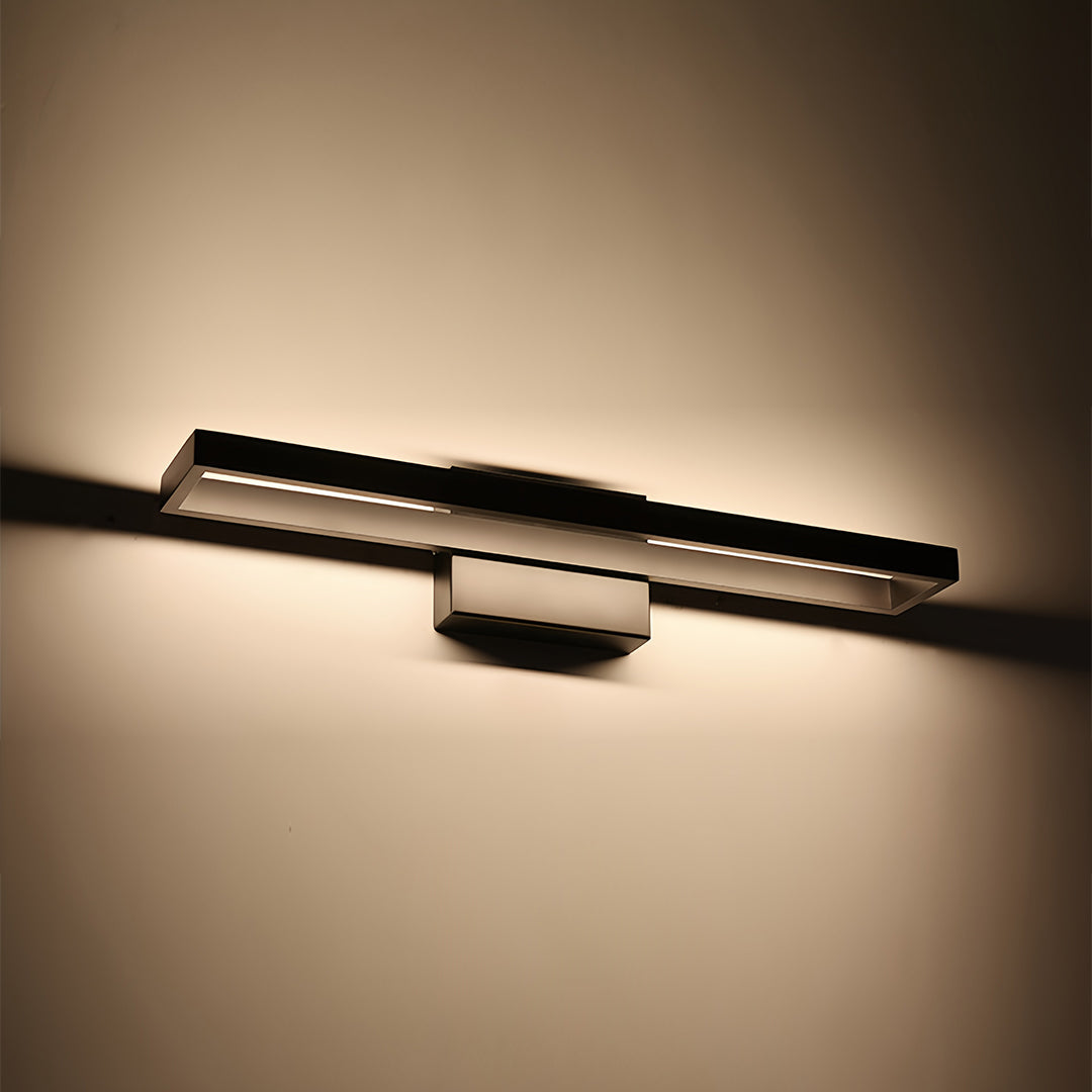Modern Vanity Light Bar — Black Aluminum and Iron, 12W LED, 3000K, Hardwired