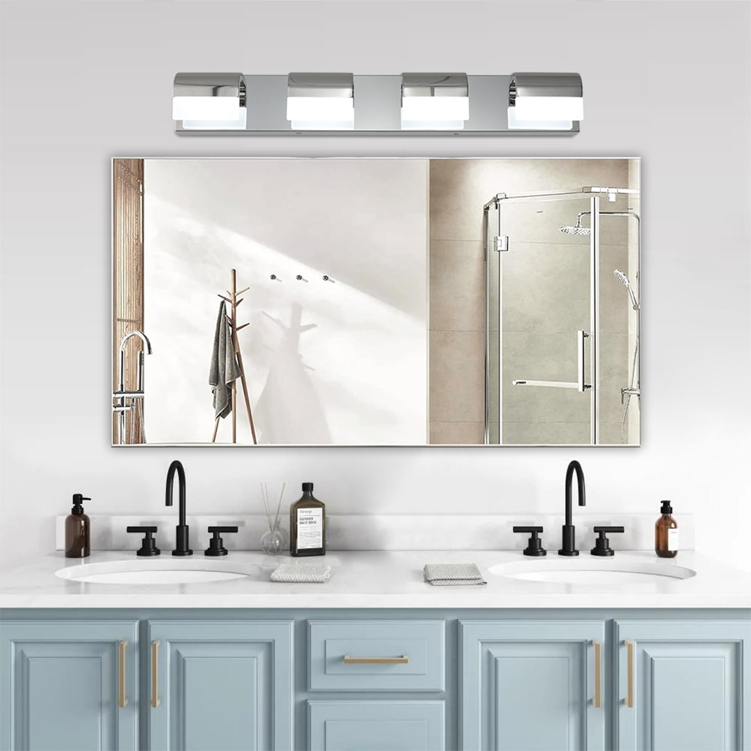 Modern Bathroom Vanity Light — Black Iron, White Acrylic, Integrated LED 6000K, 3- to 6-Light