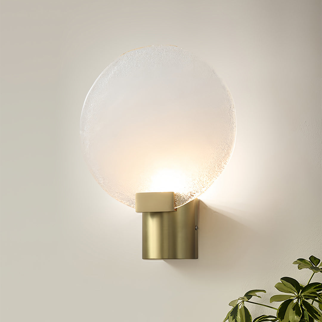 Round Glass Wall Sconce — Bronze Metal, G9, 3000K Warm Light, 9.8"