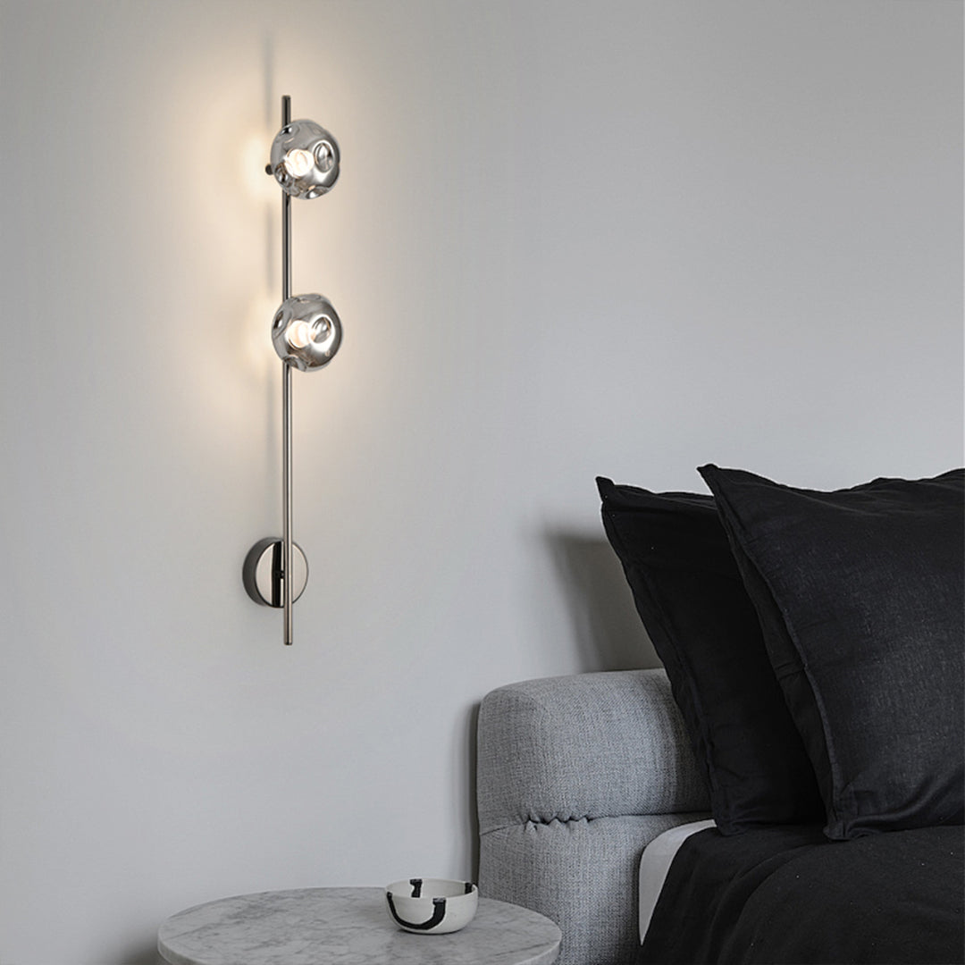 Minimalist Linear Wall Sconce — Pleated Glass, Iron, LED Eye-Care, Tri-Color, 1-, 2-, or 3-Light