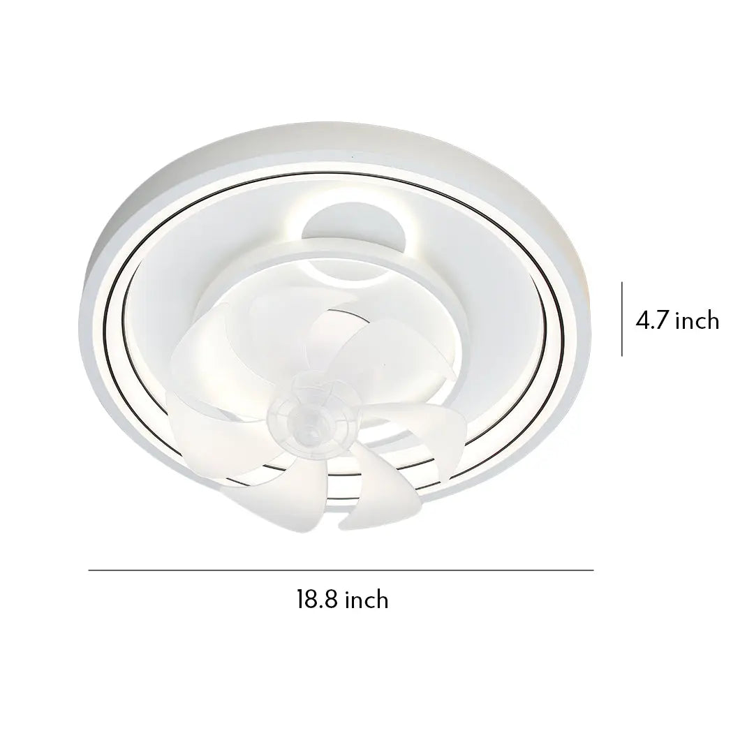 Modern Round Ceiling Fan with Light in White Finish Luxe