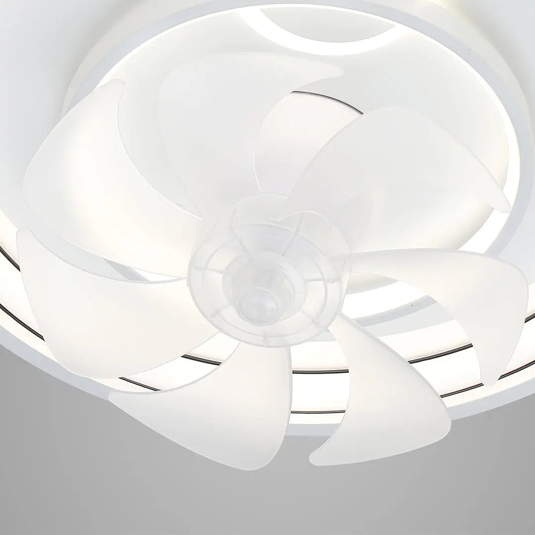 Modern Round Ceiling Fan with Light in White Finish Luxe