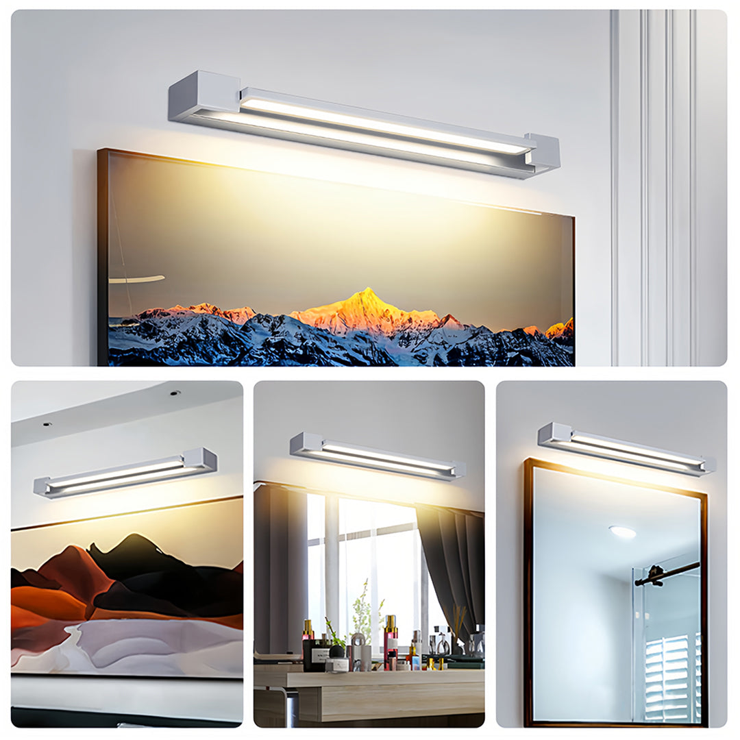 Modern Chrome Bathroom Vanity Light Bar — Aluminum & Iron, 20W LED, 360° Rotatable, 4000K Neutral