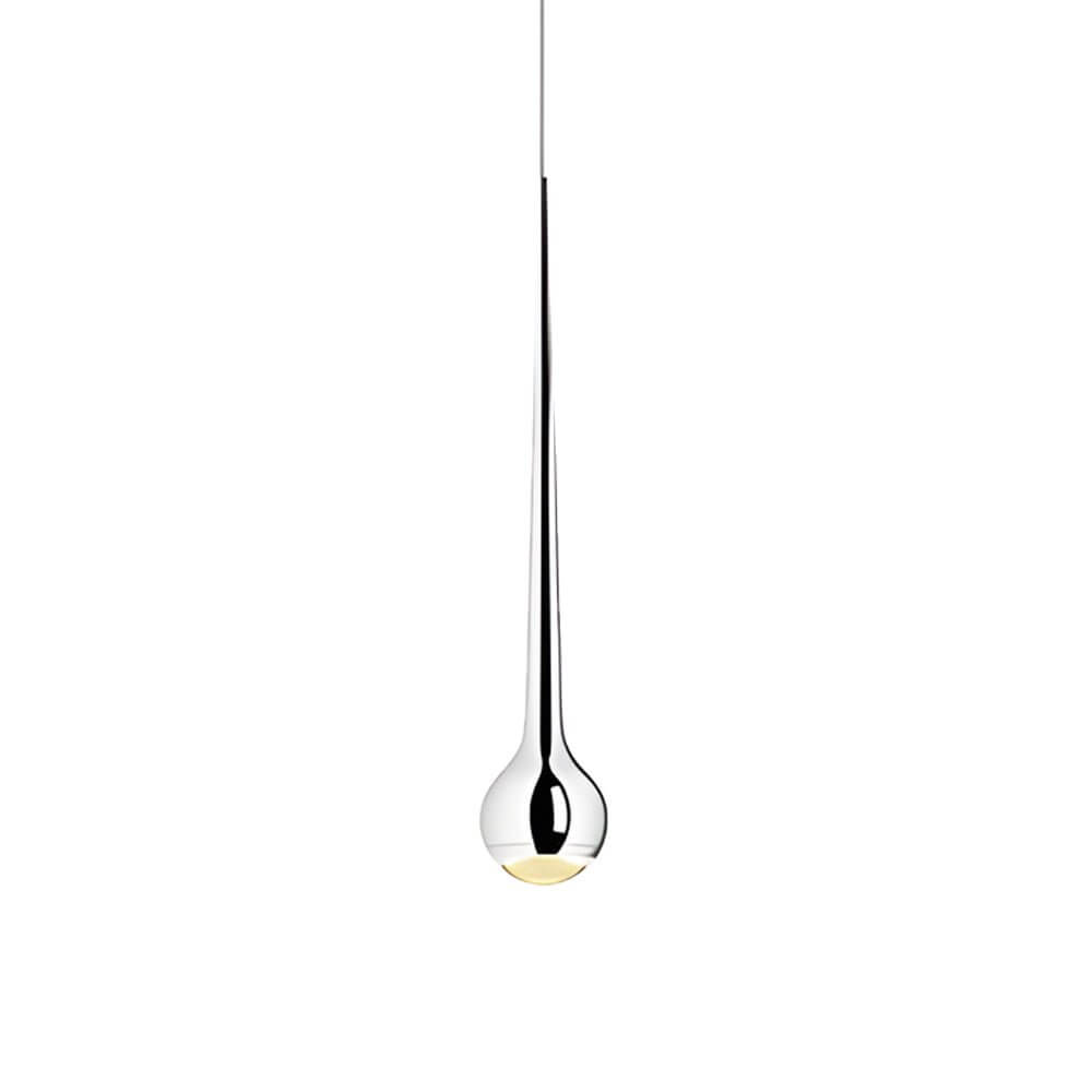 contemporary chrome metal single water drop led pendant light