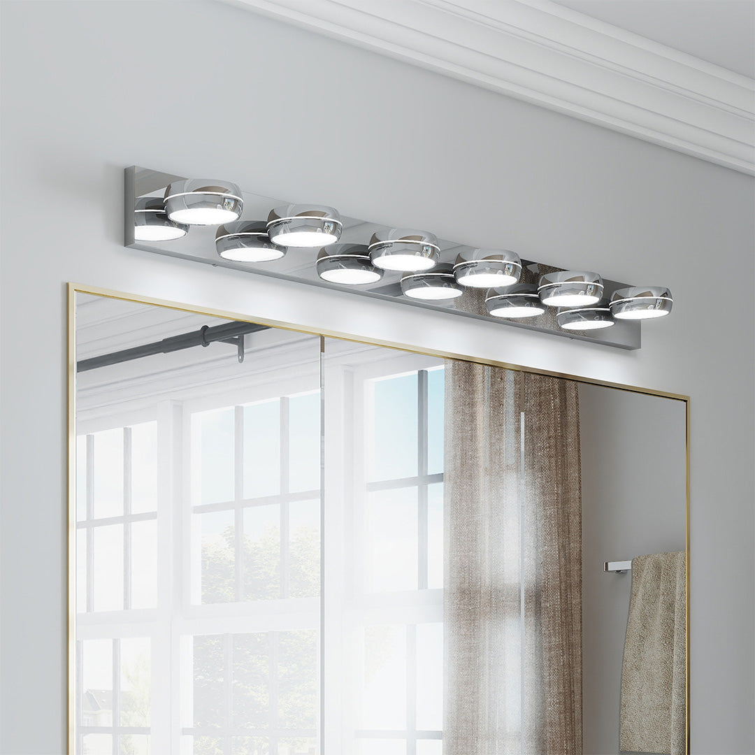 Minimalist Chrome Bathroom Vanity Light — Aluminum, LED 6000K, 3 to 6-Light Configurations
