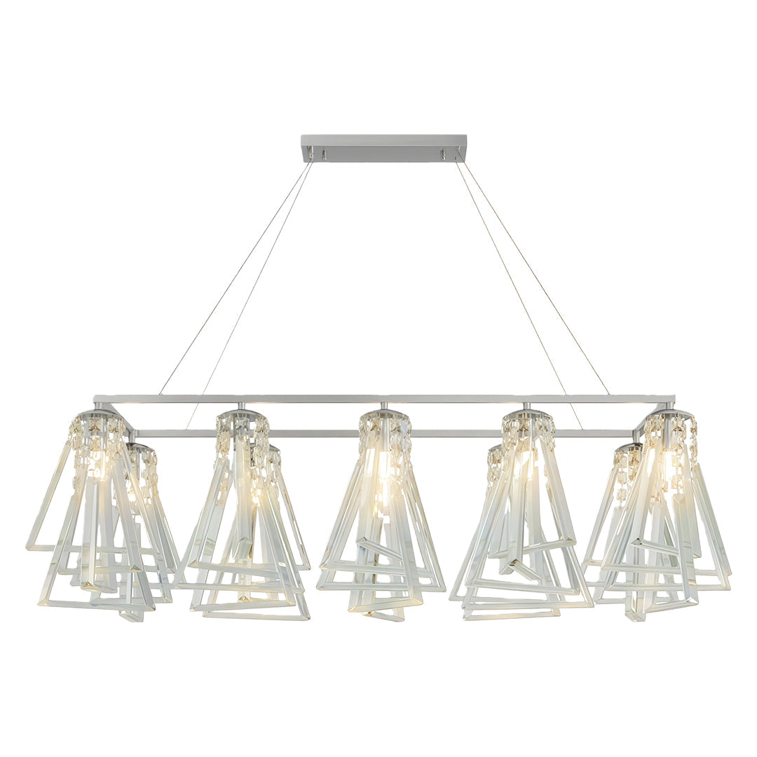 Minimalist Crystal Chandelier — Solid Copper, G9, 8- or 10-Light, Brass / Chrome / Black