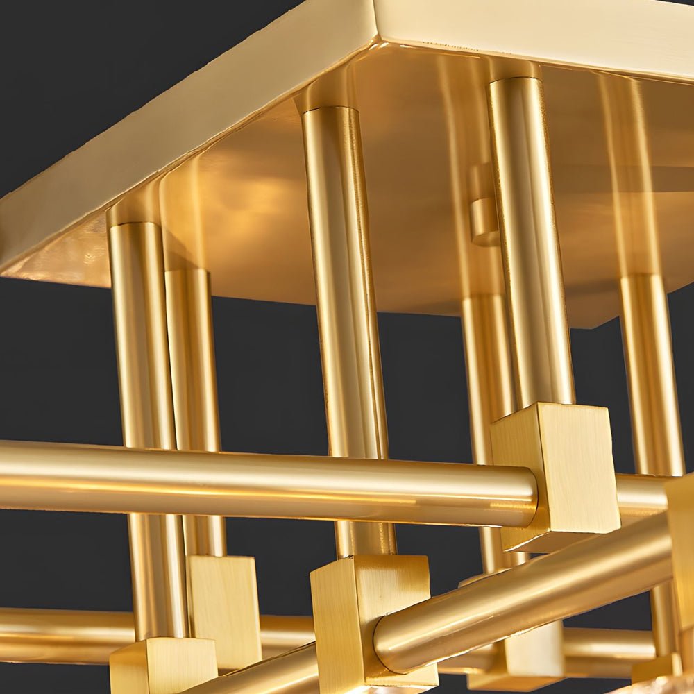 contemporary copper crystal cube semi flush mount light fixture available in 4 6 or 8 lights