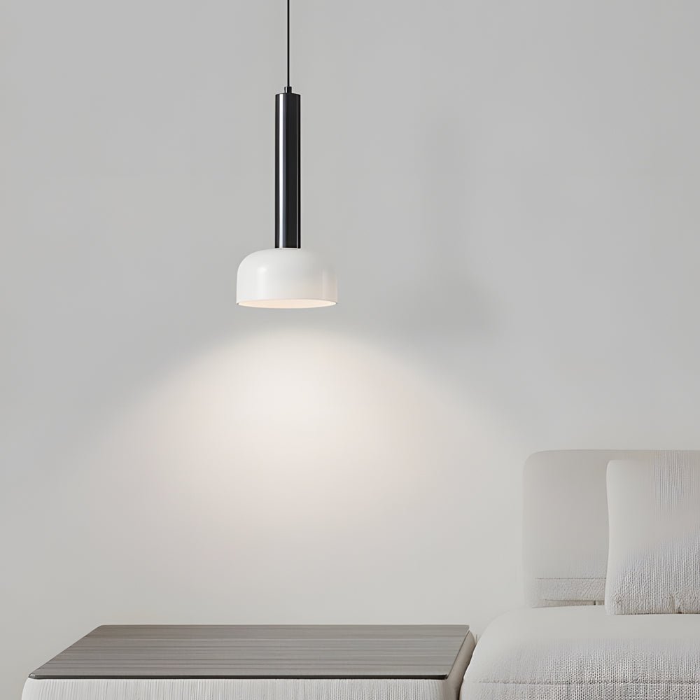 contemporary copper tube pendant light with white glass bowl 1 light
