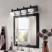Modern Crystal Bathroom Vanity Light — Black Iron, 6000K LED, 30W, 4-, 5-, or 6-Light