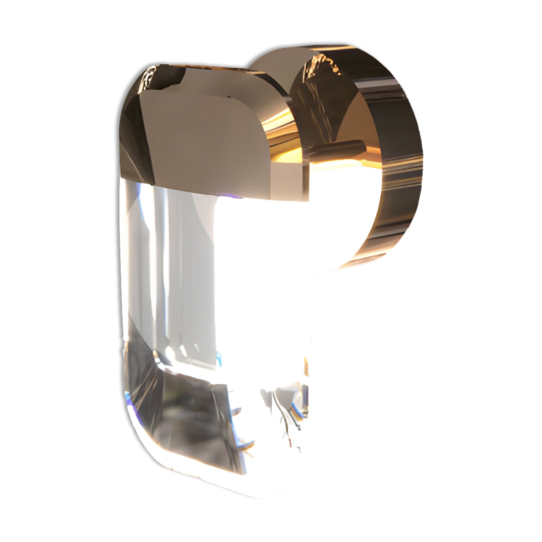 Modern Crystal Wall Sconce — Gold Aluminum, LED, 3-Step Dimming, Single or Double Head