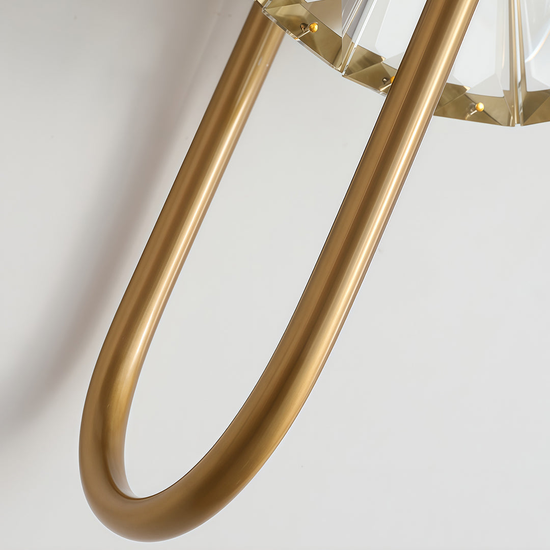 Vertical Crystal Wall Sconce — Gold Iron Frame, E14, Hardwired, 24.8" Minimalist