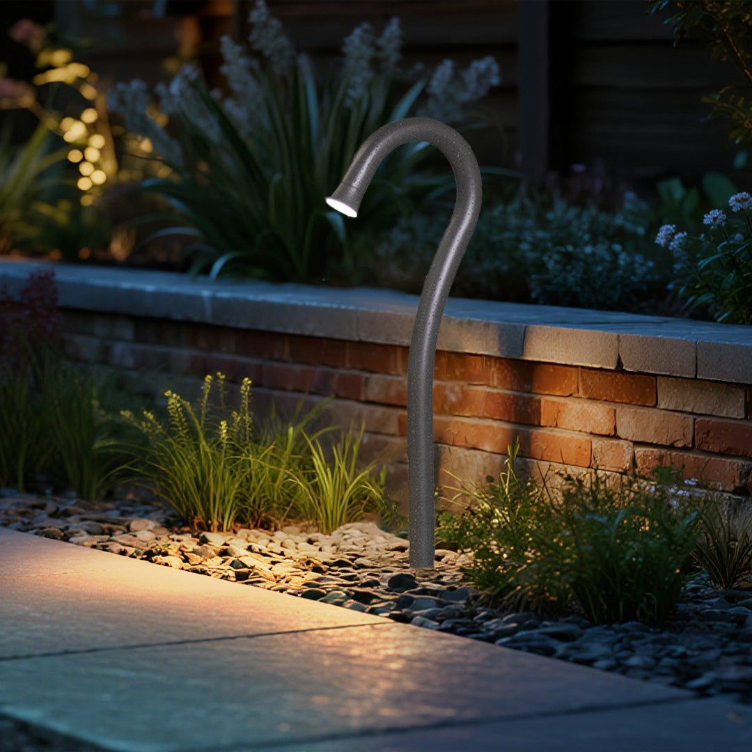 Cane-Shape Outdoor Bollard Light — Die-Cast Aluminum, 6W LED, 3000K, IP65, 31.5"